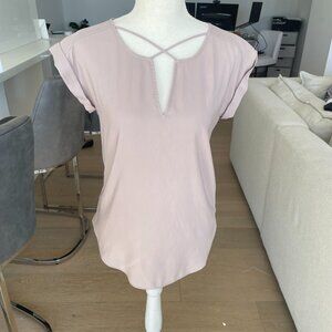 Express Satin Cross Front Gramercy Top in Blush Pink - XXS